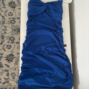 Elegant Blue Ruched Dress